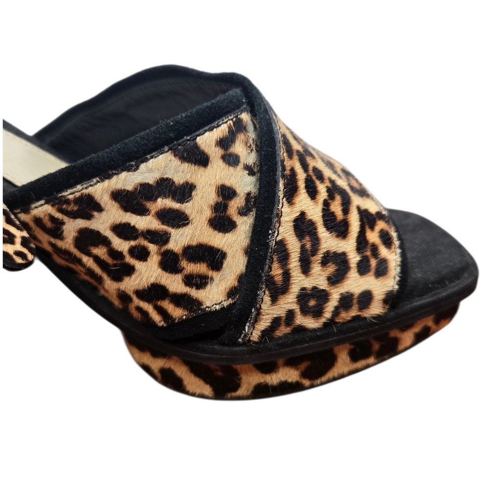 ZARA Leopard Print Cow Hair Platform Heel Sandals EU 40 Y2K Sexy Club Rave Rare - Picture 12 of 16
